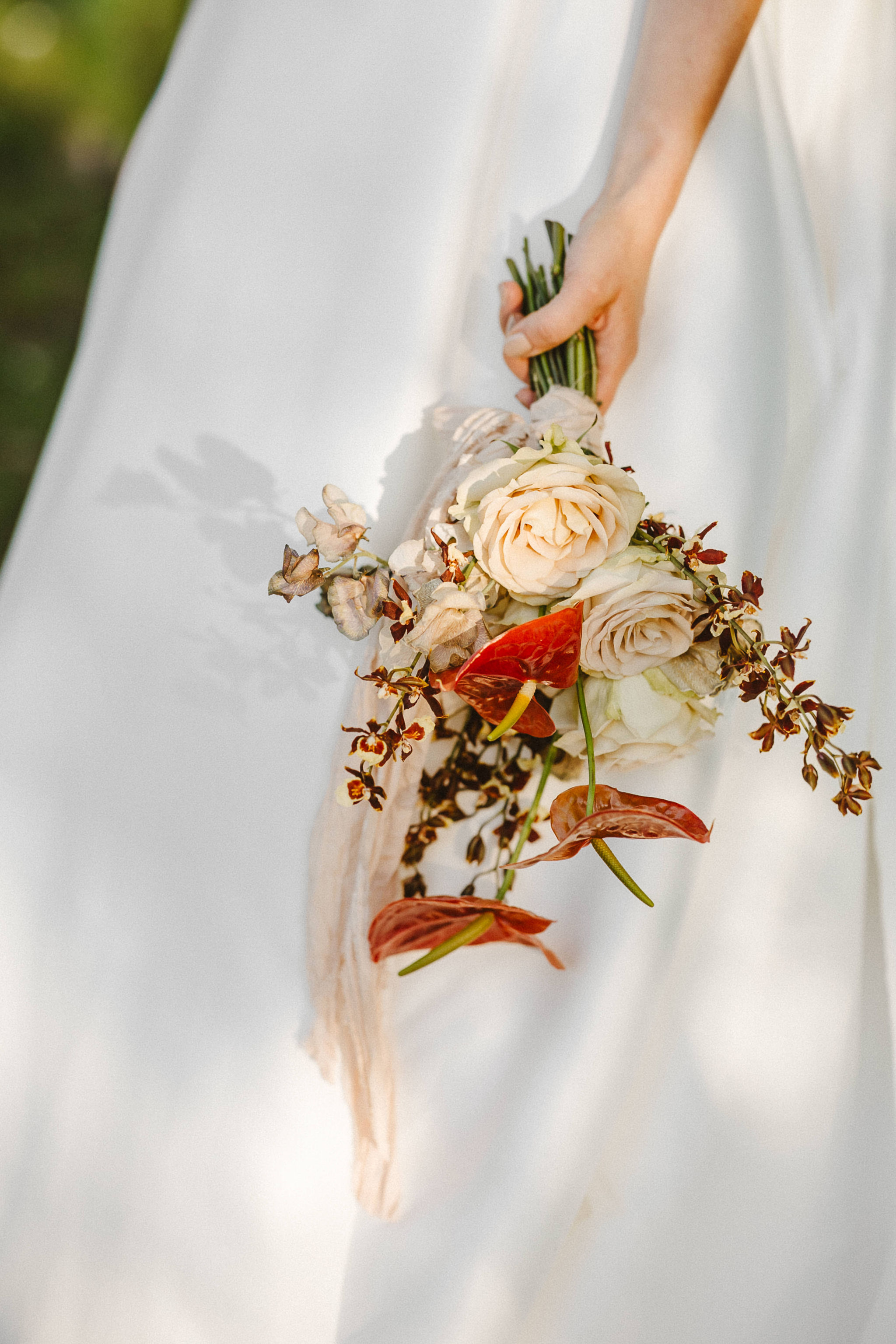 Wedding bouquet with a ribbon